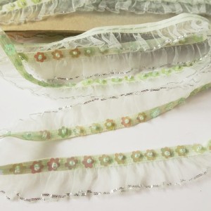 Gumo-falbanka z cekinami 2 cm