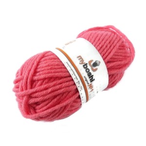 Włóczka MyBoshi Made in EU na zimowe czapki, szale , swetry - skład: 30% wełna / 70% akryl - motek 50g/55m - druty 5-7- kolor koralowy