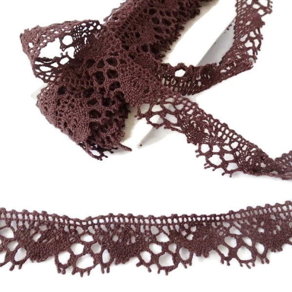 Koronka bawełniana 3 cm  brązowa 