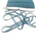 Koronka stylonowa w taśmie, do bielizny, do stosowania w krawiectwie - w kolorze morskim- szerokość 10 mm