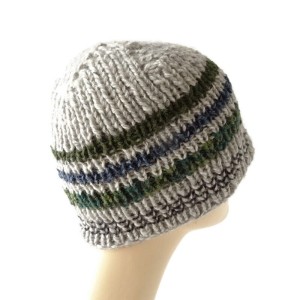 Czapka męska wykonana ręcznie z grubej mieszanki wełny, ciepłej, czapka na zimę. - Rozmiar XL