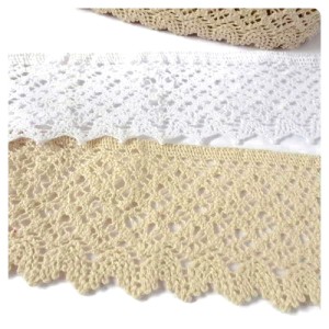 Koronka bawełniana do celów ozdobnych do stosowania w krawiectwie- produkcja polska- kolory: biały (8 cm szerokość)