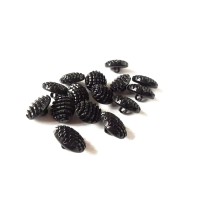 Guzik z koralików czarny owal