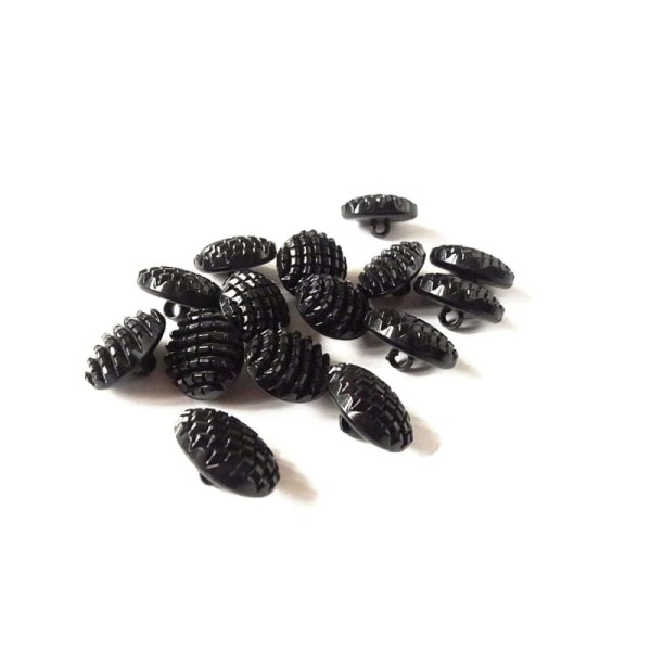 Guzik z koralików czarny owal