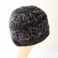 Czapka męska wykonana ręcznie z mieszanki wełny w kolorze szaro-czarnym- Rozmiar XL