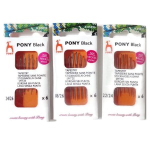 Igły Pony Tapestry do haftu krzyżykowego i gobelinowego (bez niklu) wykonane z oksydowanej stali w kolorze czarnym - opakowanie / 6 szt
