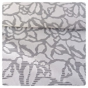 Tkanina satynowa we wzory żakardowe w kolorze szaro-czarno-białym na sukienki, żakiety, itp - szerokość : 1,35 mb - skład: poliester z wiskozą  - cena za kupon 2 mb