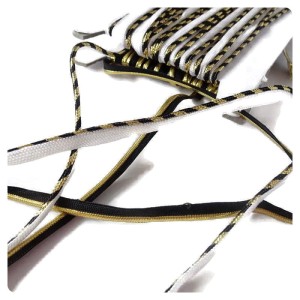 Taśma lamówkowa, wszywka z pogrubionym brzegiem, - kolory: czarno-złoty i biało-czarno-złoty - szerokość 10 mm