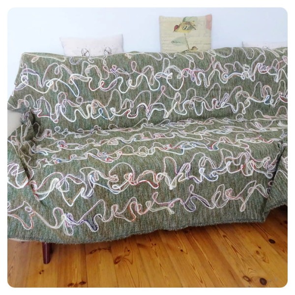 Narzuta pled | koc z tkaniny z haftem