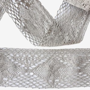 Koronka bawełniana wstawka typu rustico w kolorze lnianym do celów ozdobnych do stosowania w krawiectwie-  szerokość 9 cm