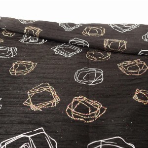 Tkanina dzianina w kolorze czarnym we wzory z brokatem- szerokość 160 cm