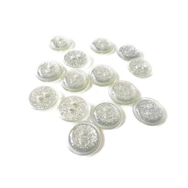 Guzik z brokatem 15 mm kpl/ 6 szt