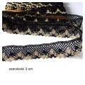 Koronka bawełniana do celów ozdobnych do stosowania w krawiectwie- kolor: czarny z delikatną złotą nitką- szerokość 3 cm