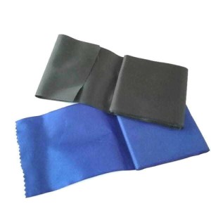 Wstążka poliestrowa, lekko sztywna do celów ozdobnych, - szerokość 10 cm - kolor: niebiesko-granatowy, czarny