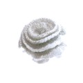 Kwiat - broszka wykonany szydełkiem z włóczki mieszanej z wełną - rozmiar ok . 8 - 10 cm - kolory: biały ze srebrną niteczką