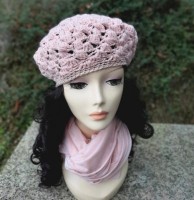  Ażurowy beret damski  | rękodzieło