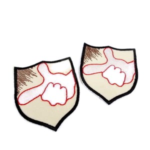 Aplikacja do odzieży dzieci, worków do przedszkola, do butów itp Można ją przyszyć lub przykleić klejem tekstylnym. - rozmiary : 6,5 x 8cm - cena za kpl / 2 szt