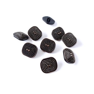 Guzik plastikowy, na nóżce, w kolorze brązowego złota, - rozmiar 20 x 15 mm