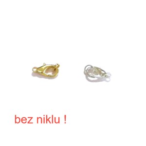 Karabińczyk z kółeczkiem (uwaga bez niklu) 15 mm  do wykorzystania przy robieniu biżuterii. - kolory: srebrny i złoty