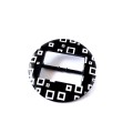 Klamra do paska, plastikowa, lakierowana - średnica 6,5 cm, w środku 4 cm - kolor: biało-czarny