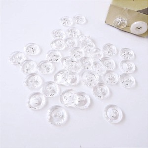 Guzik szkiełko, przezroczysty, płaski do przyszycia ma dwie dziurki - średnica 14 mm