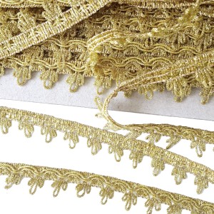 Taśma ozdobna, do celów zdobniczych,  do stosowania w krawiectwie,  w tekstyliach - szerokość 20 mm,  - kolor złoty