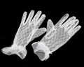 Rękawiczki koronkowe z falbanką, krótkie, - długość ok 23 cm, kolor biały