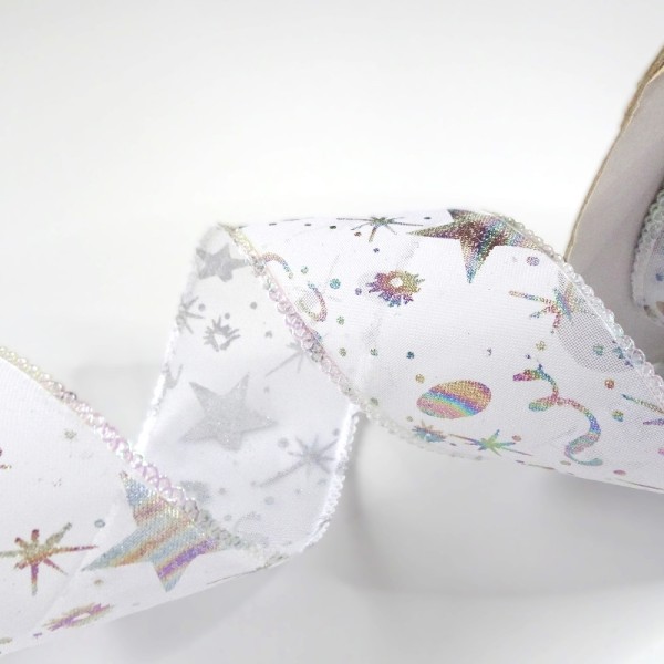 Wstążka szyfonowa 3,80 cm kpl/(5 mb)christmas