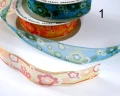 Wstążka z szyfonu kolory pastelowe, wzory kwiatowe, szerokość 15 mm, cena za kpl/2 x 4 m