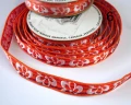 Wstążka z szyfonu kolory czerwonr, wzory kwiatowe, szerokość 10 mm, cena za kpl/2 x 4 m