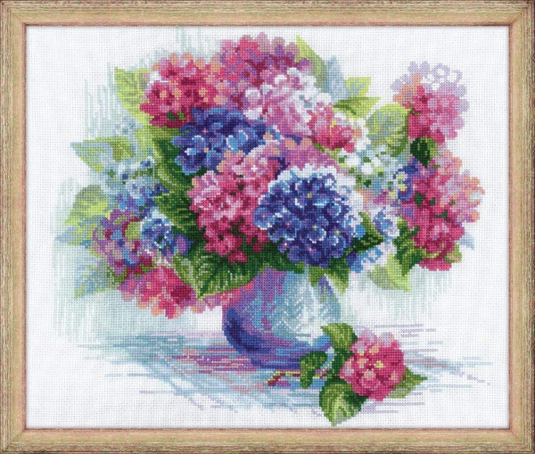 Zestaw do haftu krzyżykowego R 1696 Hortensja | Hydrangea