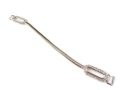 Ozdobna klamra z oczkami w obudowie dobrej jakości metalu, do odzieży, ramiączek, pasków lub torebek. - w kolorze  srebrnym - rozmiar: długość 17 cm, owal 20x5mm,   szerokość do paska 8mm - widok z góry