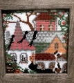 Zestaw do haftu krzyżykowego 612 Koty na tkaninie  aida  w kolorze białym. - rozmiar obrazka 13cmx13cm - gęstość 15ct 5,5/cm Zestaw zawiera kolorowe zdjęcie gotowego wyrobu, kolorowy diagram do haftu, tkaninę, komplet cienkiej wełny (9 kolorów)