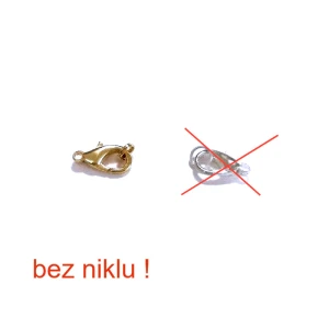 Karabińczyk z kółeczkiem (uwaga bez niklu) 15 mm  do wykorzystania przy robieniu biżuterii. - kolory: złoty